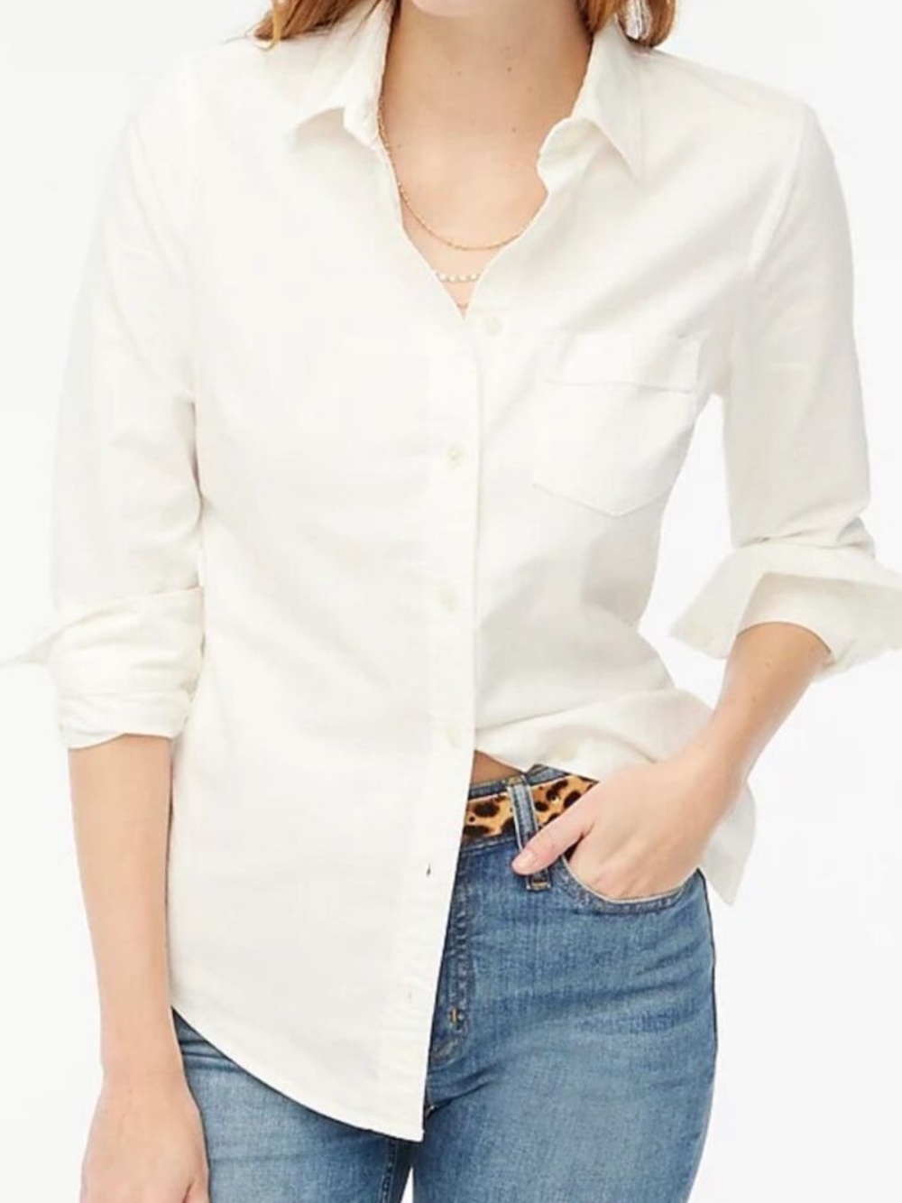 J.Crew Classic White Oxford Preppy Button Down Shirt Size S